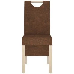 Chaises De Salle à Manger Marron Similicuir Daim 4 Pcs VidaXL -banc et tabouret Soldes Boutique 49924378 5