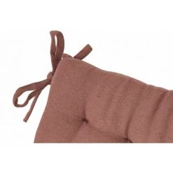 RIDEAUDISCOUNT Coussin Galette De Chaise 38 X 38 X 3 Cm Avec Liens à Nouer Et 16 Points De Couture Matière Recyclée Unie Terre Brûlée - Brun -banc et tabouret Soldes Boutique 50012195 5