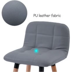 Foroo Tabouret De Bar Set Of 2 PU Wooden Legs Tabouret De Bar Avec Dossier+repose-pieds Chaise De Cuisine Chaise Haute Chaise Petit D¨¦jeuner Gris -banc et tabouret Soldes Boutique 50147292 3