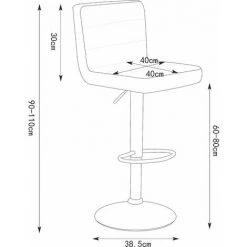HOBAG Lot De 2 Tabourets De Bar MIAMI BLANC/GRIS - Charge Maximale: 120 Kg - Simili PU - Pied M�tal - Hauteur R�glable 90-110 Cm -banc et tabouret Soldes Boutique 50200697 3
