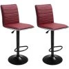 HOBAG Lot De 2 Tabourets De Bar NEW YORK ROUGE BORDEAUX - Charge Maximale: 120 Kg - Simili PU - Pied M�tal - Hauteur R�glable100-120 Cm