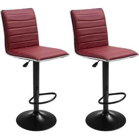HOBAG Lot De 2 Tabourets De Bar NEW YORK ROUGE BORDEAUX - Charge Maximale: 120 Kg - Simili PU - Pied M�tal - Hauteur R�glable100-120 Cm 3 HOBAG Lot De 2 Tabourets De Bar NEW YORK ROUGE BORDEAUX - Charge Maximale: 120 Kg - Simili PU - Pied M�tal - Hauteur R�glable100-120 Cm