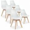 HOBAG Lot De 6 Chaises - Blanc - Scandinave - Pieds Bois -banc et tabouret Soldes Boutique 50200711 1