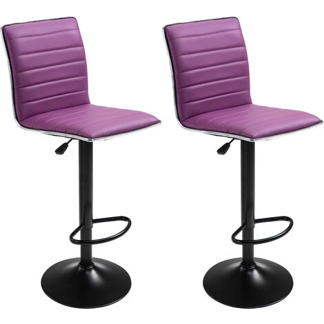 HOBAG Lot De 2 Tabourets De Bar NEW YORK VIOLET - Charge Maximale: 120 Kg - Simili PU - Pied M�tal - Hauteur R�glable 100-120 Cm 3 HOBAG Lot De 2 Tabourets De Bar NEW YORK VIOLET - Charge Maximale: 120 Kg - Simili PU - Pied M�tal - Hauteur R�glable 100-120 Cm