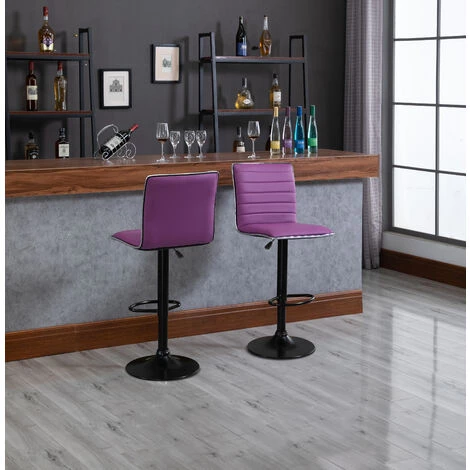 HOBAG Lot De 2 Tabourets De Bar NEW YORK VIOLET - Charge Maximale: 120 Kg - Simili PU - Pied M�tal - Hauteur R�glable 100-120 Cm 4 HOBAG Lot De 2 Tabourets De Bar NEW YORK VIOLET - Charge Maximale: 120 Kg - Simili PU - Pied M�tal - Hauteur R�glable 100-120 Cm – Image 2