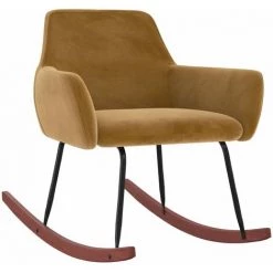 Chaise à Bascule Velours Marron VidaXL