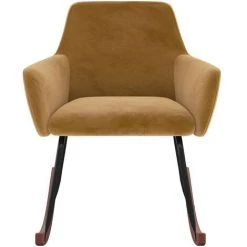 Chaise à Bascule Velours Marron VidaXL -banc et tabouret Soldes Boutique 50323837 3