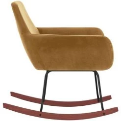 Chaise à Bascule Velours Marron VidaXL -banc et tabouret Soldes Boutique 50323837 4