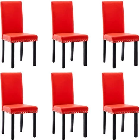 Chaises De Salle à Manger Similicuir 6 Pcs Rouge VidaXL 3 Chaises De Salle à Manger Similicuir 6 Pcs Rouge VidaXL