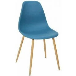 THE HOME DECO FACTORY Chaise Scandinave Gustav Pieds Métal Turquoise - Bleu
