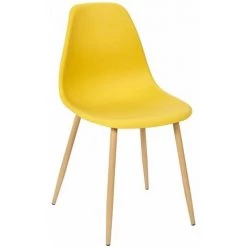 THE HOME DECO FACTORY Chaise Scandinave Gustav Pieds Métal Jaune - Jaune