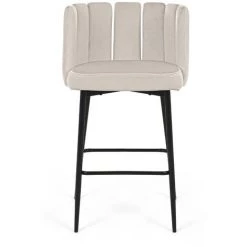 DECO IN PARIS Lot De 2 Tabourets De Bar Design En Velours Beige DEBBY - Beige -banc et tabouret Soldes Boutique 50846536 3