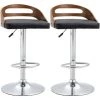 HOMCOM Lot De 2 Tabourets De Bar Design Contemporain Hauteur D'assise Réglable Pivotant 360° Revêtement Synthétique Noir Dossier Ajouré Aspect Bois - Noir -banc et tabouret Soldes Boutique 50904433 1