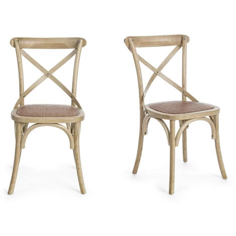 HELLIN Chaise Bistrot En Rotin (lot De 2) - ESTAMINET - Beige Crème 3 HELLIN Chaise Bistrot En Rotin (lot De 2) - ESTAMINET - Beige Crème