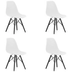 HUCOCO OSATA - Lot De 4 Chaises En PP Style Moderne Salon/cuisine - 81x54x46 Cm - Chaise De Salle à Manger - Blanc