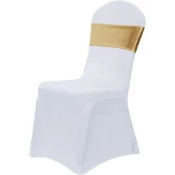 ILOVEMILAN Lot De 10 écharpes Extensibles En Spandex Pour Réception De Mariage - Bandes élastiques Universelles Pour Couverture De Chaise Avec Curseur à Boucle Pour Banquet, Fête, Décorations D'événement D'hôtel, écharpes Estampées Dorées -banc et tabouret Soldes Boutique 51167384 5