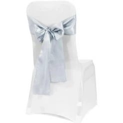 ILOVEMILAN Lot De 10 Nœuds De Chaise En Satin Pour Réception De Mariage - Housse De Chaise Universelle Pour Banquet, Fête, Décorations D'événement D'hôtel, Argent