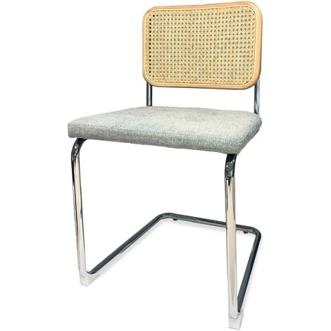 FURNMOD DESIGN YOUR SPACE Chaise Cesca En Rotin Naturel Et Coussin En Coton | Gris - Gris 3 FURNMOD DESIGN YOUR SPACE Chaise Cesca En Rotin Naturel Et Coussin En Coton | Gris - Gris