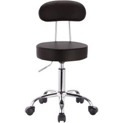 WOLTU Tabouret De Bureau Tabouret à Roulettes Avec Dossier.Chaise Pivotante Chaise De Bureau Hauteur Réglable.Brun -banc et tabouret Soldes Boutique 51216187 3