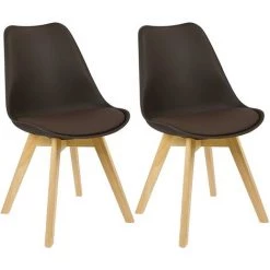 WOLTU 2 Chaises De Salle à Manger Cuisine/Salon Chaises.Design En Similicuir Et Bois Massif.Brun