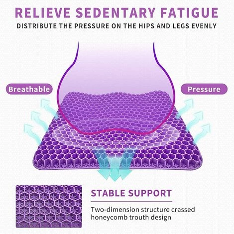 VERSAILLESFR Coussin En Gel Multifonctionnel,Coussin De Soutien Du Siège De Siège De Siège Très élastique Et Respirant,soulageant La Fatigue De La Hanche Violet 42*37*3.5(cm) -Versailles 4 VERSAILLESFR Coussin En Gel Multifonctionnel,Coussin De Soutien Du Siège De Siège De Siège Très élastique Et Respirant,soulageant La Fatigue De La Hanche Violet 42*37*3.5(cm) -Versailles – Image 2