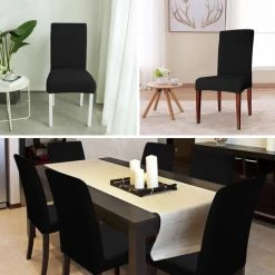 Hengda 4X Housses De Chaise Housse De Chaise Universelle étanche Balançoire Chaises Housse De Chaise Protecteur Fête Noir - Noir -banc et tabouret Soldes Boutique 51347860 3