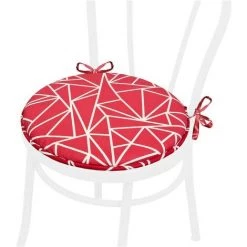 EMMEVI Coussin Pour Chaise Rond Doux Universel Lacets De Fixation Lavable Housses De Chaise Abstrait Moderne - Rouge