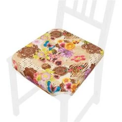 EMMEVI Coussin Pour Chaise Doux Universel Lavable Housses De Chaise Lacets De Fixation Papillons - Marron