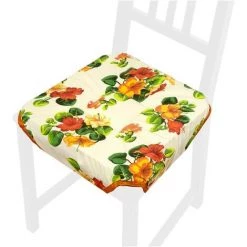 EMMEVI Coussin Pour Chaise Doux Universel Lavable Housses De Chaise Lacets De Fixation Fleuri