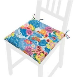 EMMEVI Coussin Pour Chaise Doux Universel Lacets De Fixation Lavable Housses De Chaise Papillons - Bleu