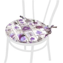 EMMEVI Coussin Pour Chaise Rond Doux Universel Lacets De Fixation Lavable Housses De Chaise Lavande