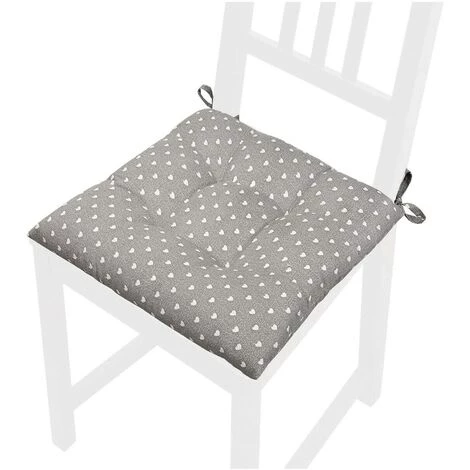EMMEVI Coussin Pour Chaise Doux Universel Lacets De Fixation Lavable Housses De Chaise Pois Coeurs - Gris 3 EMMEVI Coussin Pour Chaise Doux Universel Lacets De Fixation Lavable Housses De Chaise Pois Coeurs - Gris