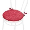 EMMEVI Coussin Pour Chaise Rond Doux Universel Lacets De Fixation Lavable Housses De Chaise Rayé Couleur Unie - Bordeaux