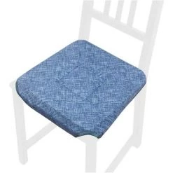 EMMEVI Coussin Pour Chaise Doux Universel Lavable Housses De Chaise Lacets De Fixation Rayé Couleur Unie - Bleu