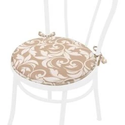 EMMEVI Coussin Pour Chaise Rond Doux Universel Lacets De Fixation Lavable Housses De Chaise Fleurs Vectorielles - Beige