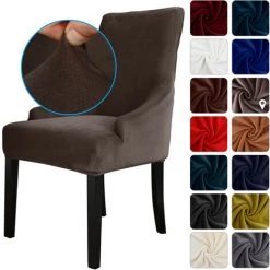 LIFCAUSAL Housse De Chaise Housses De Chaise En Velours Housse De Protection De Chaise De Salle à Manger Douce Lavable Amovible Couleur Café