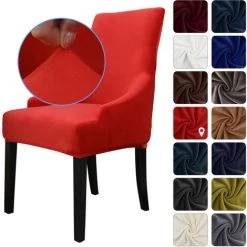 LIFCAUSAL Housse De Chaise Housses De Chaise En Velours Housse De Protection De Chaise De Salle à Manger Douce Et Lavable Amovible Rouge