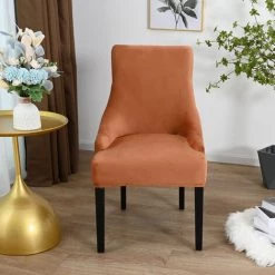 LIFCAUSAL Housse De Chaise Housses De Chaise En Velours Housse De Protection De Chaise De Salle à Manger Douce Et Lavable Amovible Camel -banc et tabouret Soldes Boutique 51372569 5
