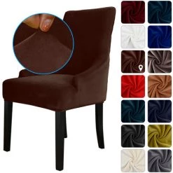 LIFCAUSAL Housse De Chaise Housses De Chaise En Velours Housse De Protection De Chaise De Salle à Manger Douce Lavable Amovible Brun Rougeatre