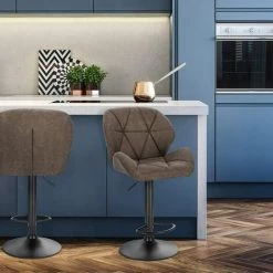 WOLTU 2 Tabourets De Bar Réglable En Hauteur.Chaises De Bar Siège Rembouré En Similicuir Pied En Métal.Brun Foncé - Brun Foncé -banc et tabouret Soldes Boutique 51377100 4