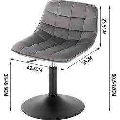 WOLTU Tabouret De Bar Siège En Velours Chaise De Bar Avec Dossier Tabouret Rotatif Moderne Hauteur Réglable. Gris Foncé -banc et tabouret Soldes Boutique 51377109 3