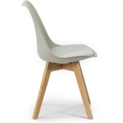 VS VENTA-STOCK Lot De 4 Chaises Klara Gris Tapissées En Cuir Synthétique Avec Pieds Bois - GRIS -banc et tabouret Soldes Boutique 51382795 3