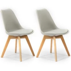 VS VENTA-STOCK Lot De 2 Chaises Klara Gris Tapissées En Cuir Synthétique Avec Pieds Bois - GRIS
