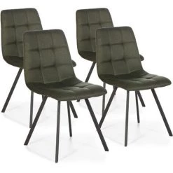 VS VENTA-STOCK Set De 4 Chaises Salle à Manger Mila Tapissées Vert, 58 Cm X 45 Cm X 90 Cm - VERT