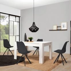 VS VENTA-STOCK Pack 2 Chaises Salle à Manger Cross Style Nordique Noir, 54 Cm X 49 Cm X 84 Cm - NOIR -banc et tabouret Soldes Boutique 51382814 5