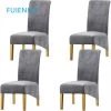 Housse De Chaise En Velours 4 Pièces Gris FUIENKO -banc et tabouret Soldes Boutique 51423397 1