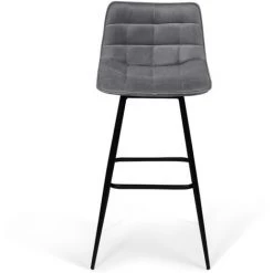 IDMARKET Lot De 4 Tabourets De Bar MADY En Velours Gris Clair 10 IDMARKET Lot De 4 Tabourets De Bar MADY En Velours Gris Clair -banc et tabouret Soldes Boutique 51501536 4