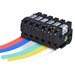 LIFCAUSAL 7 Pièces Ruban D'étiquettes Laminé Noir Sur Blanc Compatible Pour Imprimante D'étiquettes Brother P-touch PT-1010/PT-2100/PT-18R/PT-E200/PT-9500 12mm * 8m -banc et tabouret Soldes Boutique 51511366 5