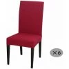 LITZEE 6 Pièces Housse De Chaise élastique Moderne - Housse De Protection Imbriquée S'applique à La Fête De Banquet De Mariage En Famille, Housse De Chaise élastique Douce Et Lisse (taille Générale , 6 Pièces), Rouge -banc et tabouret Soldes Boutique 51551548 1