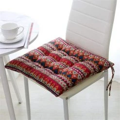 LITZEE Coussins De Chaise Coussin De Siège Intérieur Extérieur Salle à Manger Jardin 40x40cm Carré ?Style National Rouge?